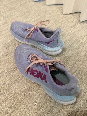 Hoka One One Lavender Running Shoes with Pink Details